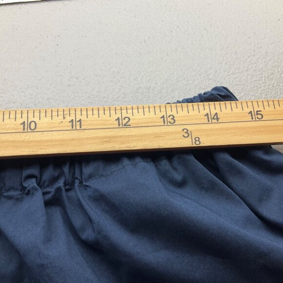 Everlane Large Navy Blue A-Line Midi Skirt Cotton Elastic Pull On Cotton* - Picture 6 of 11